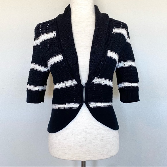 White House Black Market Sweaters - WHITE HOUSE BLACK MARKET | Shimmery Striped Shawl Sweater Cardigan Small